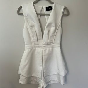 White open back romper
